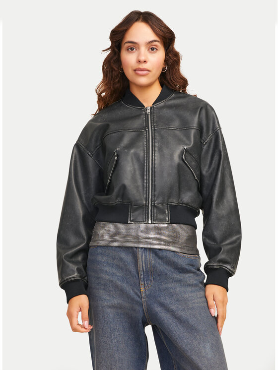 JJXX Dirbtinės odos striukė · Juoda