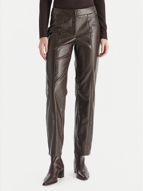 Vero Moda Dirbtinės odos kelnės · Ruda · Regular Fit