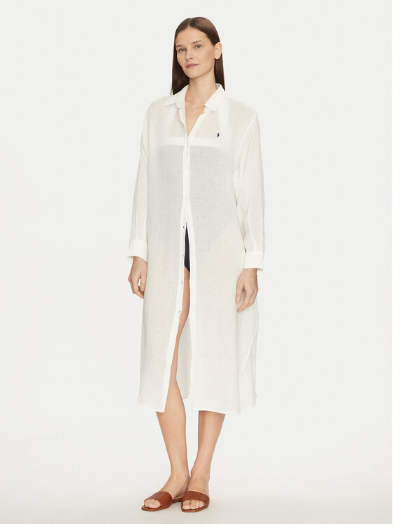 Polo Ralph Lauren Marškinių tipo suknelė · Écru · Midi
