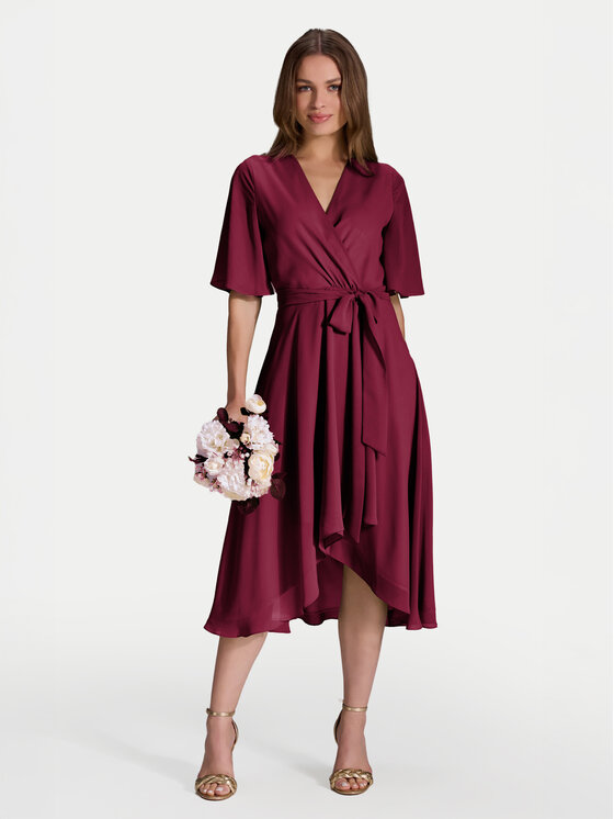 Swing Kokteilinė suknelė · Vyšninė · Midi