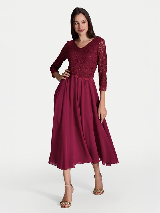 Swing Kokteilinė suknelė · Vyšninė · Midi