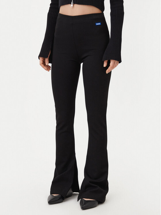 HUGO Medžiaginės kelnės · Juoda · Regular Fit