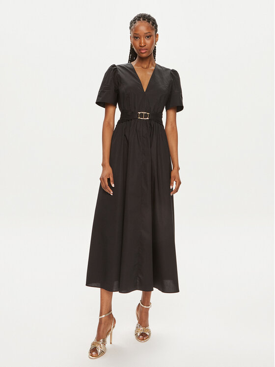 TWINSET Marškinių tipo suknelė · Juoda · Midi