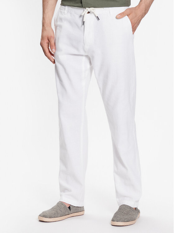 INDICODE Medžiaginės kelnės · Balta · Regular Fit