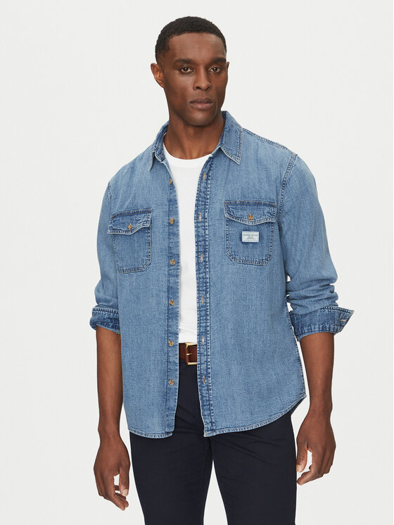 Kodas SUN15 Guess Jeans džinsiniai marškiniai  · Tamsiai mėlyna · Regular Fit