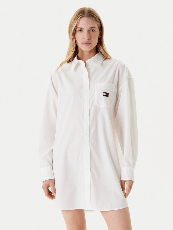 Tommy Jeans Marškinių tipo suknelė · Balta · Mini