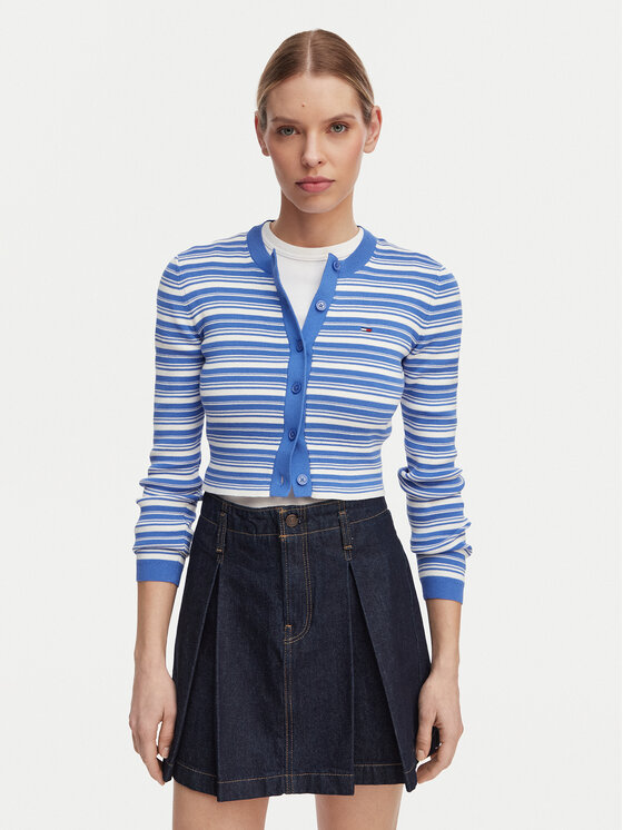 Tommy Jeans Kardiganas · Mėlyna · Slim Fit