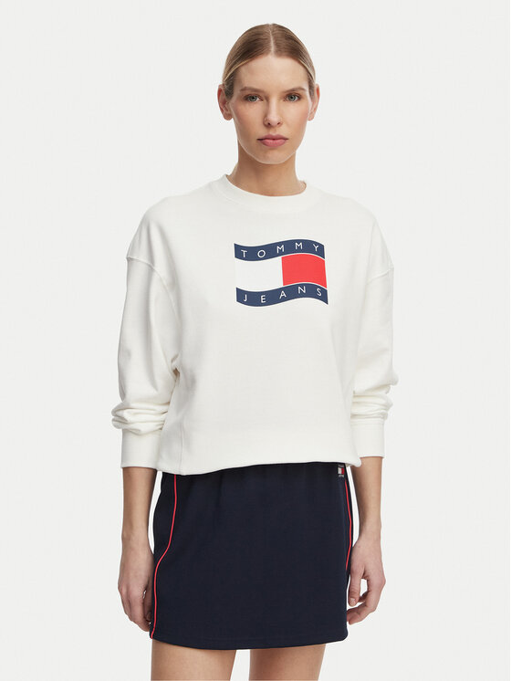 Tommy Jeans Džemperis · Balta · Relaxed Fit