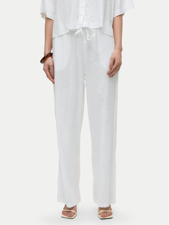Vero Moda Medžiaginės kelnės · Balta · Relaxed Fit