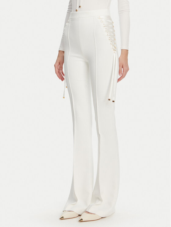 Elisabetta Franchi Medžiaginės kelnės · Balta · Regular Fit