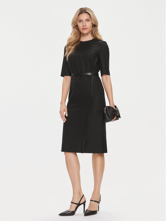 BOSS Trikotažinė suknelė · Juoda · Midi