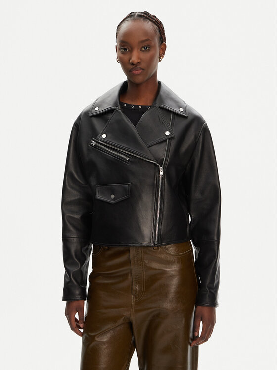 HUGO Odinė striukė · Juoda