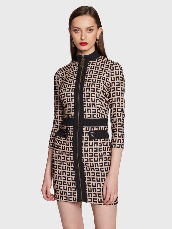 Kodas SUN15 Elisabetta Franchi Kokteilinė suknelė · Smėlio · Mini