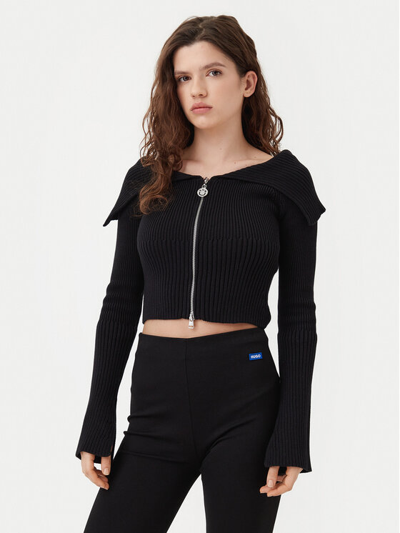 HUGO Kardiganas · Juoda · Regular Fit