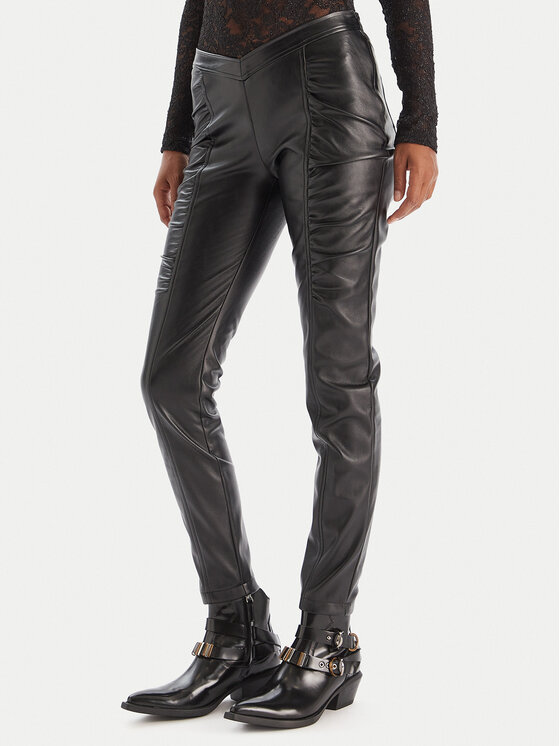 PINKO Dirbtinės odos kelnės · Juoda · Slim Fit