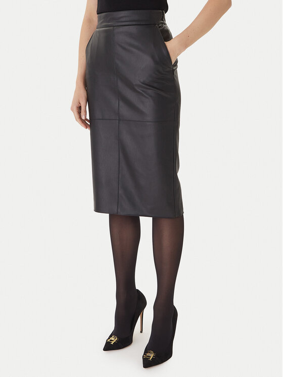 Elisabetta Franchi Dirbtinės odos sijonas · Juoda · Midi