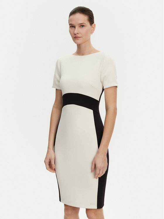 Kodas SUN15 Calvin Klein Kokteilinė suknelė · Écru · Midi