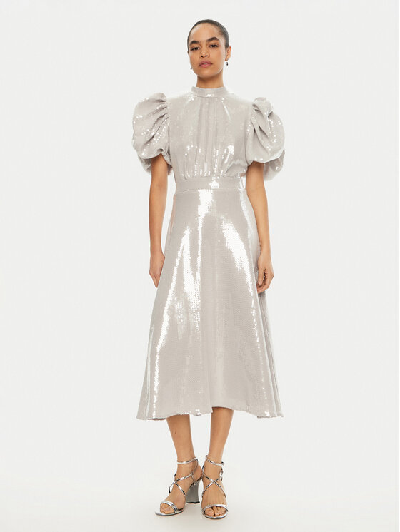 ROTATE Kokteilinė suknelė · Sidabrinė · Midi