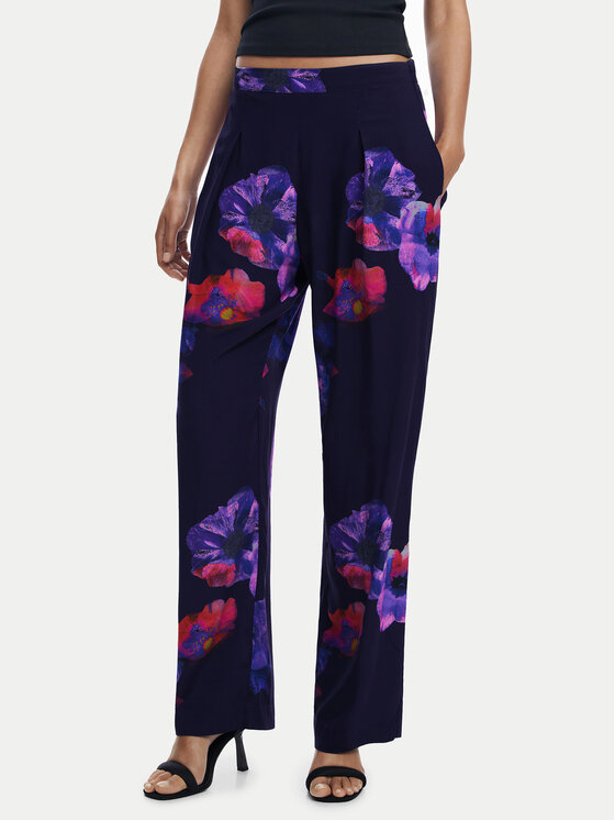 Desigual Medžiaginės kelnės · Juoda · Relaxed Fit