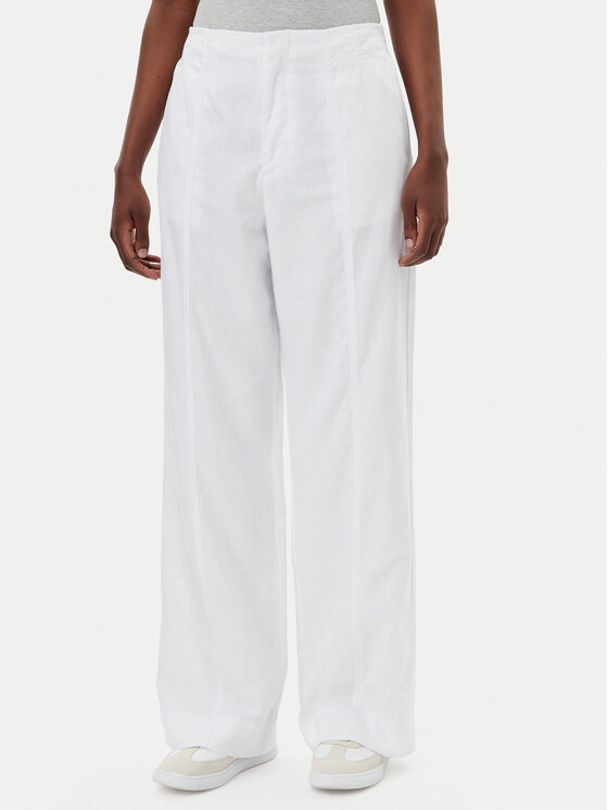 Calvin Klein Jeans Medžiaginės kelnės · Balta · Relaxed Fit