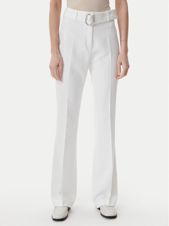 HUGO Medžiaginės kelnės · Balta · Regular Fit