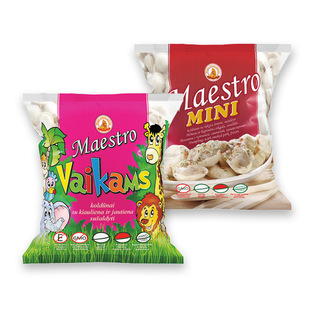 Š. koldūnai su kiaulienos įdaru MAESTRO VAIKAMS arba su kiaul. ir jaut.įdaru MAESTRO MINI, 400 g