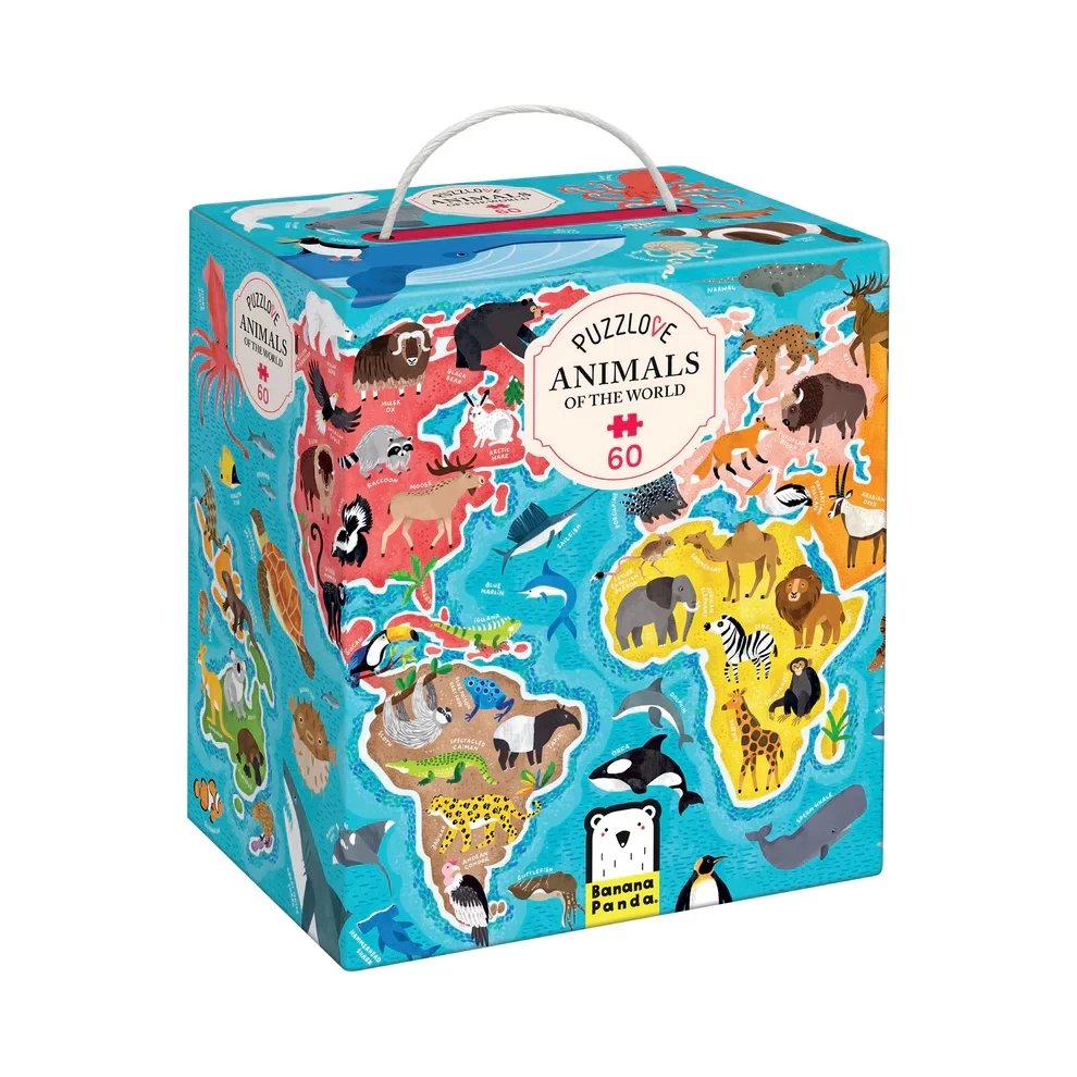 Lavinamoji dėlionė BANANAPANDA Puzzlove Animals Around the World 4+