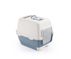 Stefanplast Kačių tualetas uždaras Cathy Clever &amp; Smart 58x45x48cm balta mėlyna