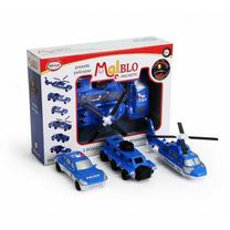  Žaislinių transporto priemonių rinkinys Malik MalBlo Magnetic Police Vehicles 9839362, mėlyna sp.