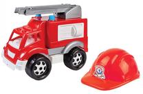  Žaislinė gaisrinė mašina Lean Toys Firefighter Fire Truck & Helmet 3978, raudona sp.
