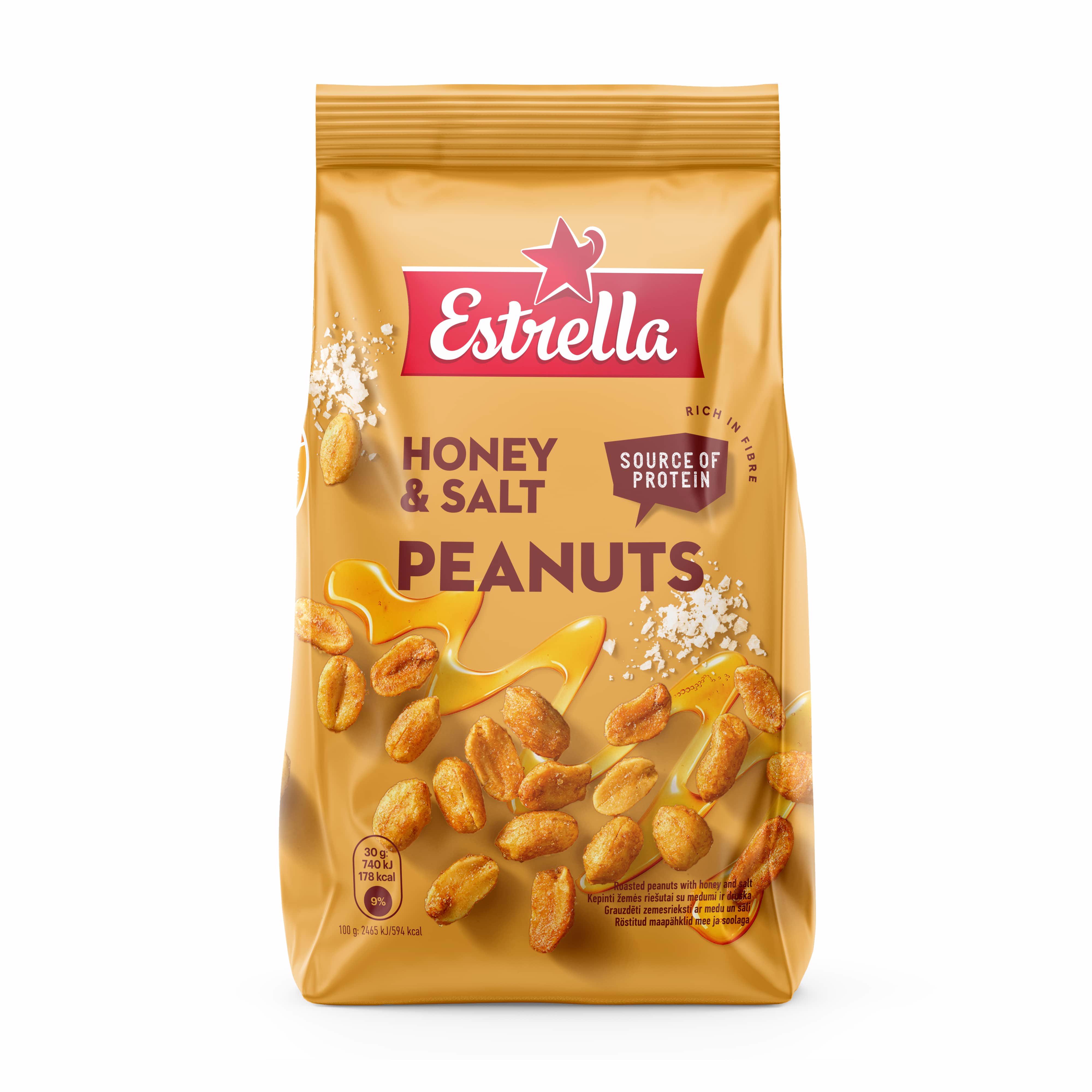 Kepinti žemės riešutai su medumi ir druska ESTRELLA, 240 g