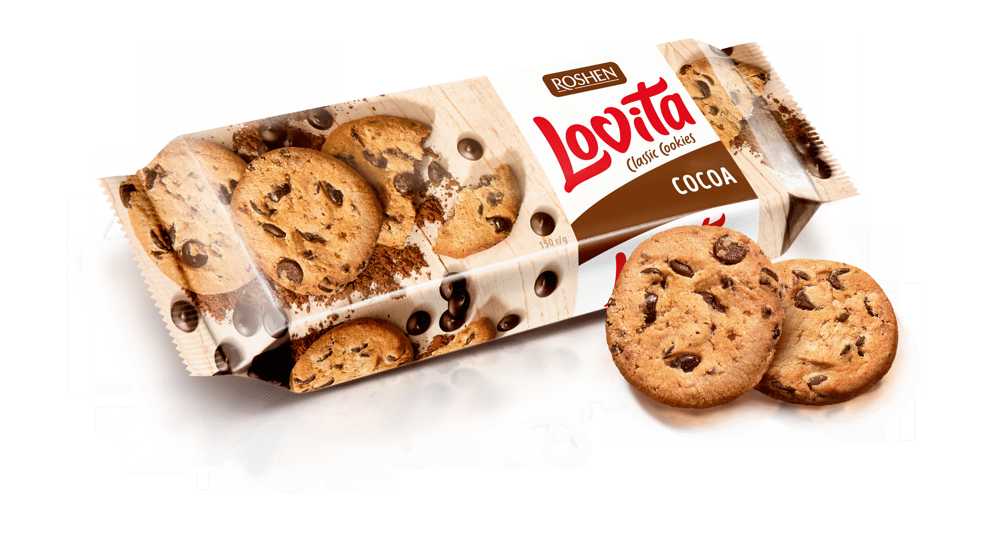 Sausainiai LOVITA ROSHEN su šokolado gabaliukais, 150 g