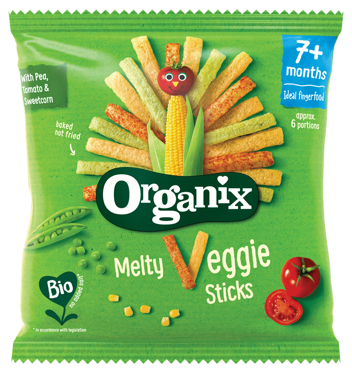 Ekologiškos daržovių lazdelės ORGANIX, nuo 7 mėn., 15 g