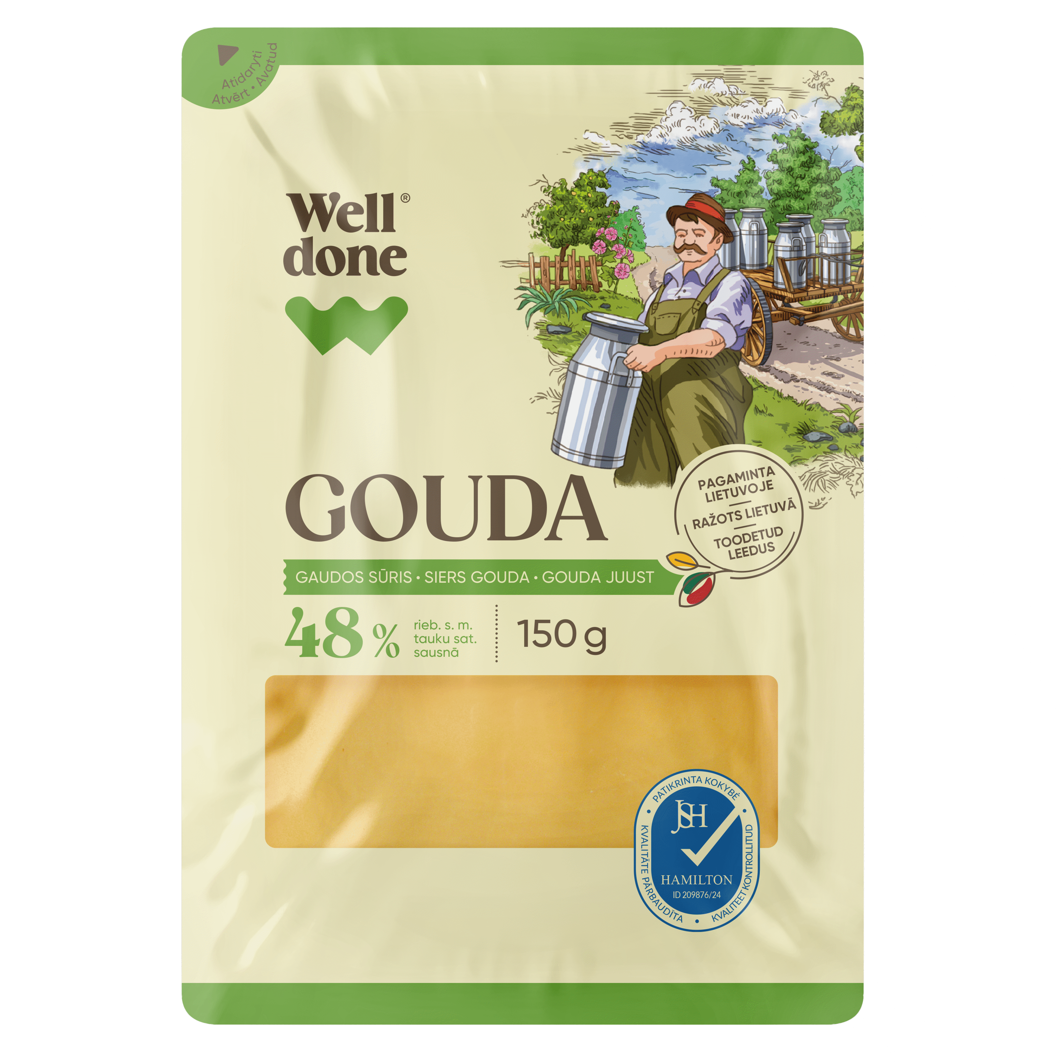 Gaudos sūris WELL DONE (riekelės), 48 % rieb. s. m., 150 g