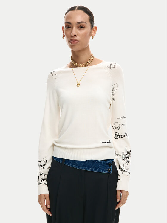 Desigual Megztinis · Écru · Regular Fit