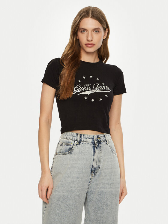 Guess Jeans Marškinėliai · Juoda