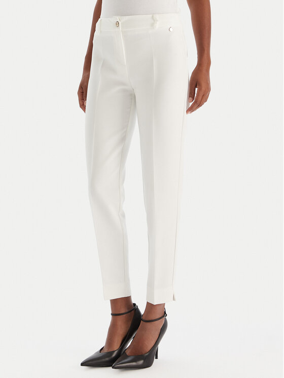 Maryley Medžiaginės kelnės · Balta · Regular Fit