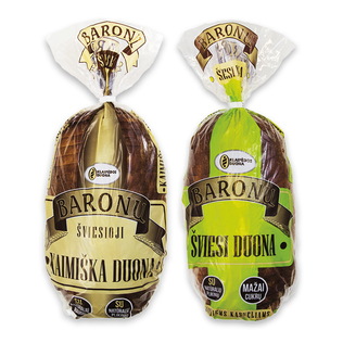 BARONŲ šviesi arba šviesioji KAIMIŠKA duona, 700 g, 800 g