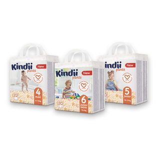 Sauskelnės-kelnaitės KINDII (3 dydžių), 20 vnt./pak., 22 vnt./pak.
