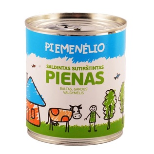 PIEMENĖLIO saldintas sutirštintas pienas, 8% rieb., 397 g