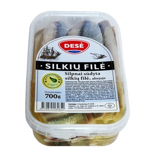 Silpnai sūdytų silkių filė aliejuje DESĖ, 700 g